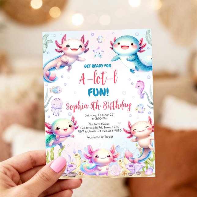 Axolotl Alotl Fun Birthday Party Invitation Einladung (Von Creator hochgeladen)