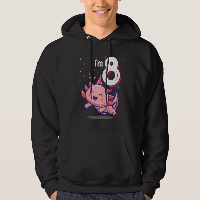 Axolotl Animal 8th Birthday Girl B Day 8 Years Hoodie (Vorderseite)