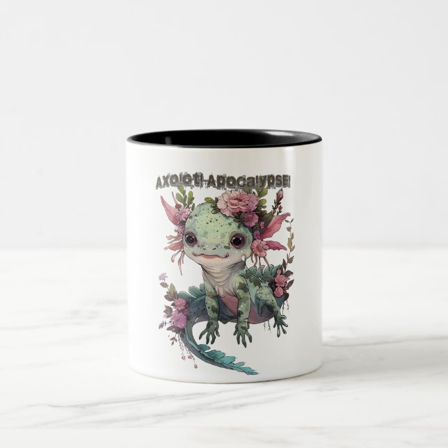Axolotl Apokalypse! Halloween Zweifarbige Tasse (Mittel)