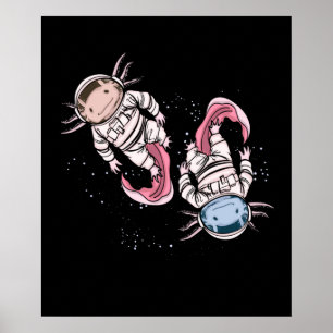 Axolotl Astronaut Gift Kids Outer Space Axel Poster