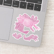 Axolotl-Aufkleber - ROSA - 3er Pack