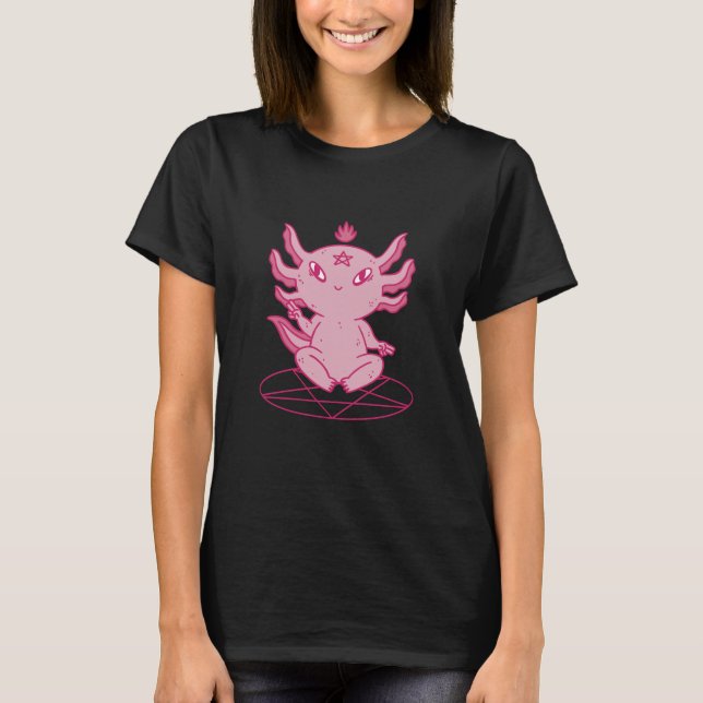 Axolotl Baphomet Pagan Black T-Shirt (Vorderseite)