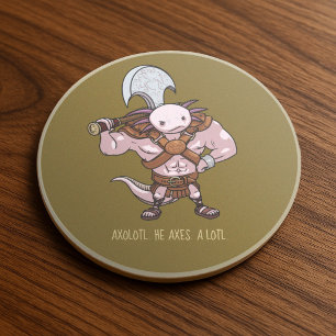 Axolotl-Barbaren-Gladiator-Streitaxt-Kunstwerk Getränkeuntersetzer
