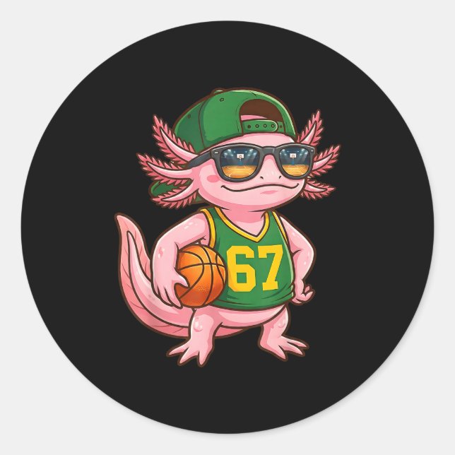 Axolotl Basketball 67 Gen Alpha Slang Srts Men Boy Runder Aufkleber (Vorderseite)