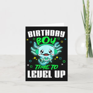 Axolotl Birthday Boy Time to Level Up Gamer Birthd Karte