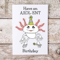Axolotl Birthday Card mit Farbseite innen