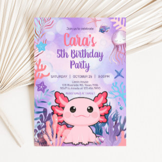 Axolotl Birthday Party Einladung