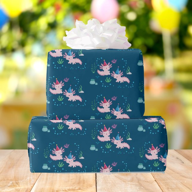 Axolotl Birthday Wises Geschenkpapier (Von Creator hochgeladen)