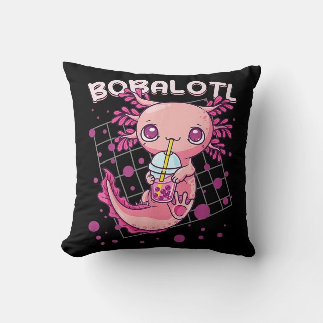 Axolotl Boba Tea Bubble Tea Kawaii Anime Japanisch Kissen (Vorderseite)