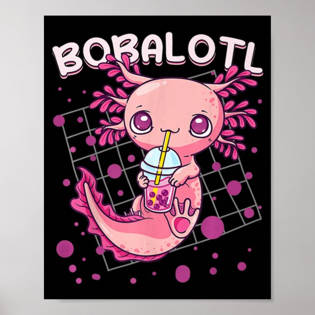 Axolotl Boba Tea Bubble Tea Kawaii Anime Japanisch Poster (Vorne)