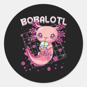 Axolotl Boba Tea Bubble Tea Kawaii Anime Japanisch Runder Aufkleber