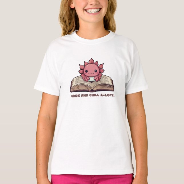 Axolotl Booklover Funny Cute Animal T-Shirt (Vorderseite)