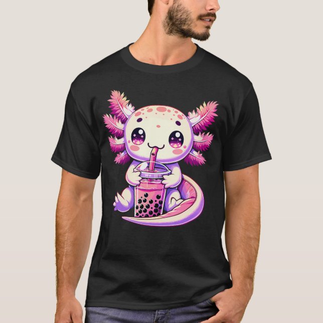 Axolotl Bubble Boba Tea Anime Niedlich Kawaii Axol T-Shirt (Vorderseite)