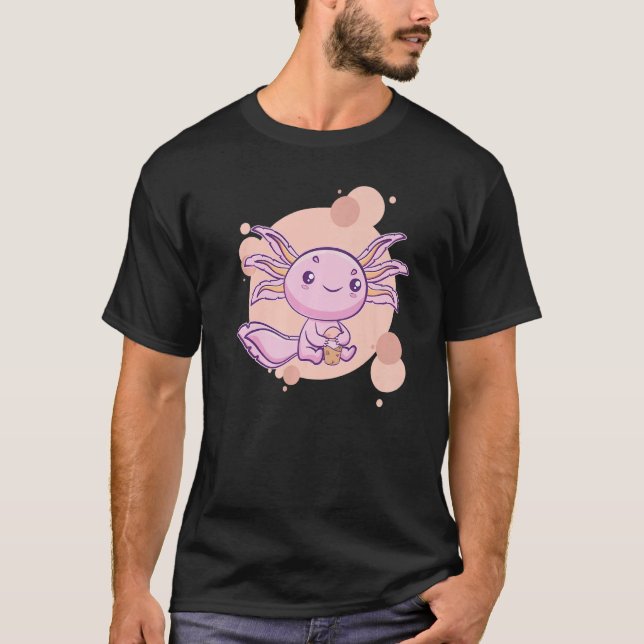 Axolotl Bubble Tea Boba Ambystoma Mexicanum Walkin T-Shirt (Vorderseite)