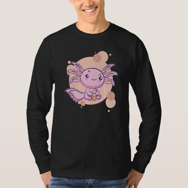 Axolotl Bubble Tea Boba Ambystoma Mexicanum Walkin T-Shirt (Vorderseite)