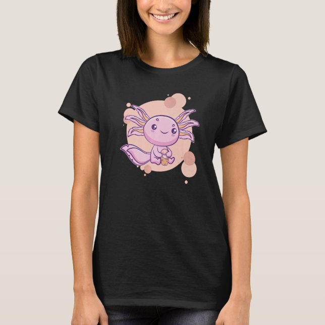 Axolotl Bubble Tea Boba Ambystoma Mexicanum Walkin T-Shirt (Vorderseite)