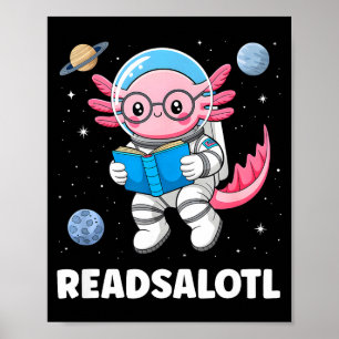 Axolotl Bücher lesen Axolotl lesendes Bücherwurm J Poster