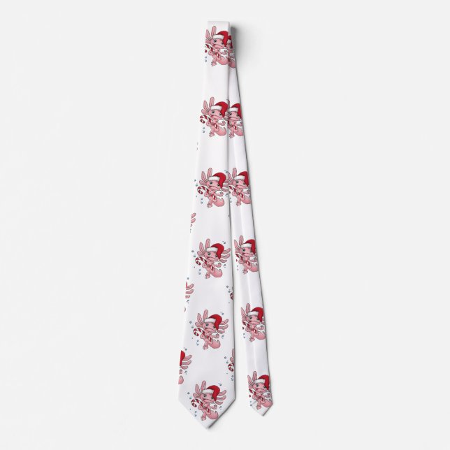 Axolotl Christmas Candycane Neck Tie Krawatte (Vorderseite)