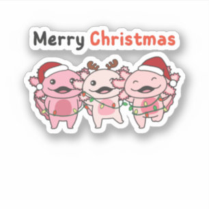 Axolotl Christmas Cute Axolotls Merry Christmas Aufkleber
