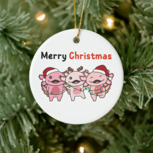Axolotl Christmas Cute Axolotls Merry Christmas Keramik Ornament