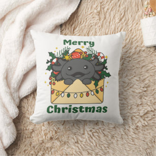 Axolotl Christmas Letter Winter Animals Axolotls Kissen