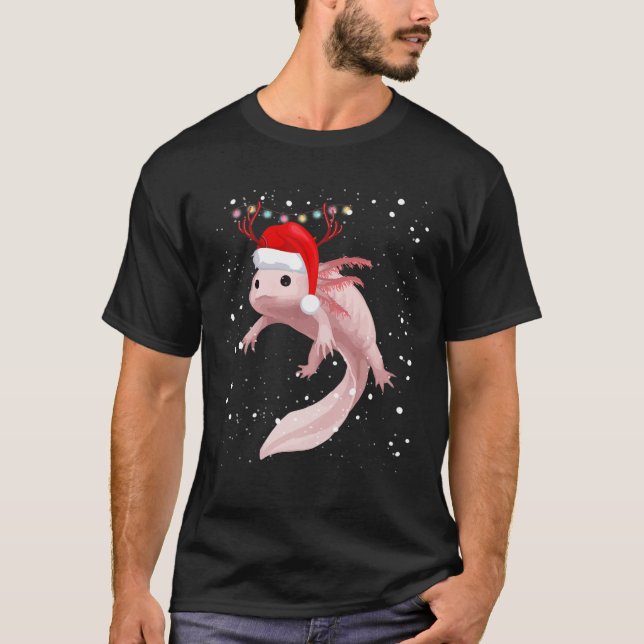 Axolotl Christmas Pajama Kids Youth Niedlich Axolo T-Shirt (Vorderseite)