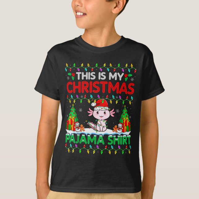 Axolotl Christmas Santa Hat Pajama Shirt Axolotl L (Vorderseite)