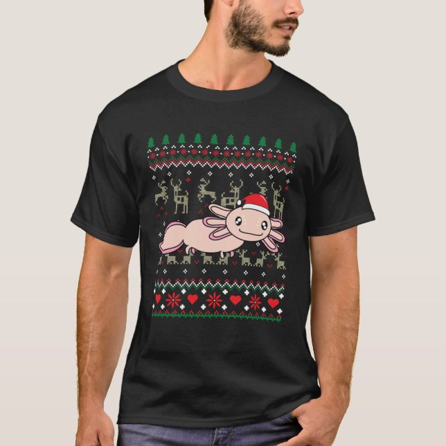 Axolotl Christmas  Tree  Animal T-Shirt (Vorderseite)