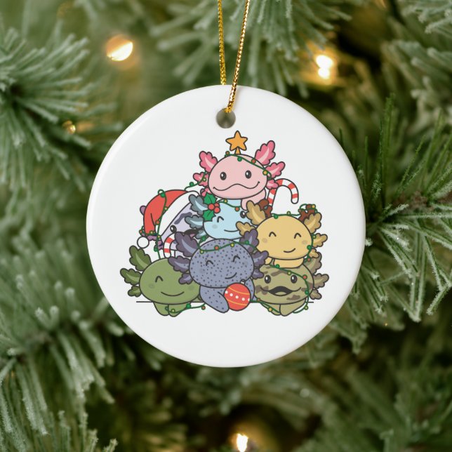 Axolotl Christmas Tree Funny Animal Christmas Keramik Ornament (Baum)