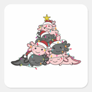 Axolotl Christmas Tree Funny Animal Christmas Squa Quadratischer Aufkleber