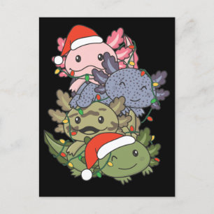 Axolotl Christmas Tree Weihnachtstiere Axolotls Feiertagspostkarte
