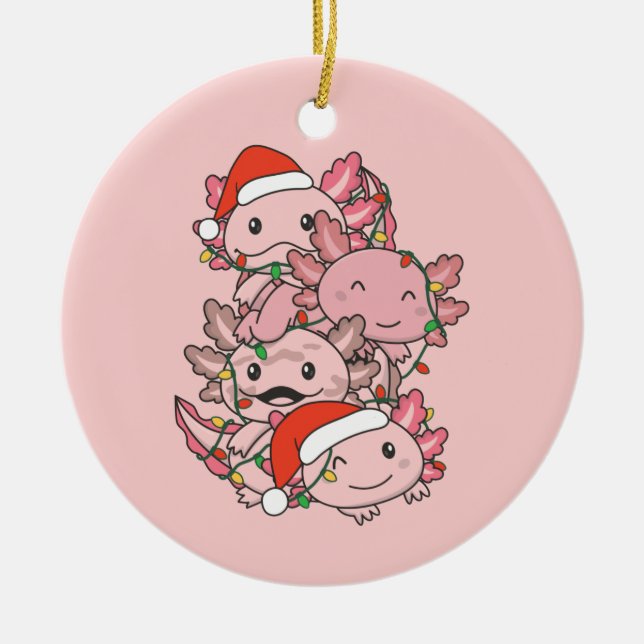 Axolotl Christmas Tree Weihnachtstiere Axolotls Keramik Ornament (Vorne)
