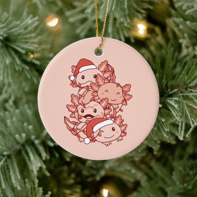 Axolotl Christmas Tree Weihnachtstiere Axolotls Keramik Ornament (Baum)