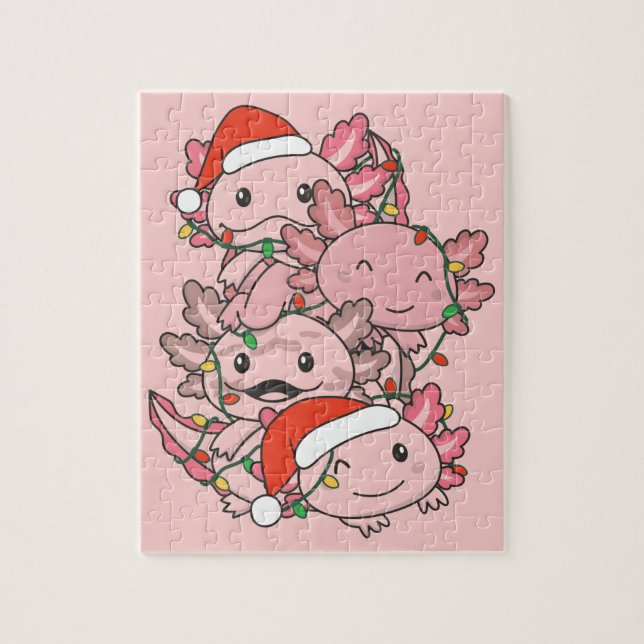 Axolotl Christmas Tree Weihnachtstiere Axolotls Puzzle (Vertikal)