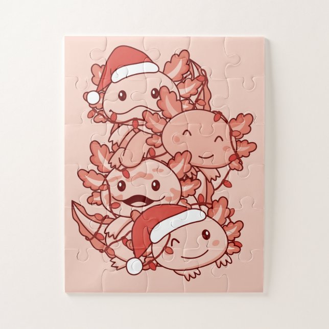 Axolotl Christmas Tree Weihnachtstiere Axolotls Puzzle (Vertikal)