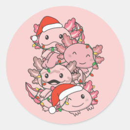 Axolotl Christmas Tree Weihnachtstiere Axolotls Runder Aufkleber