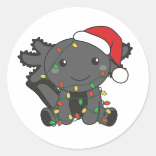 Axolotl Christmas Winter Animals Axolotls Classic Runder Aufkleber