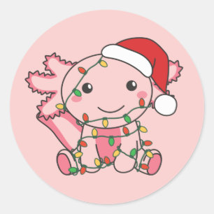 Axolotl Christmas Winter Animals Axolotls Classic Runder Aufkleber