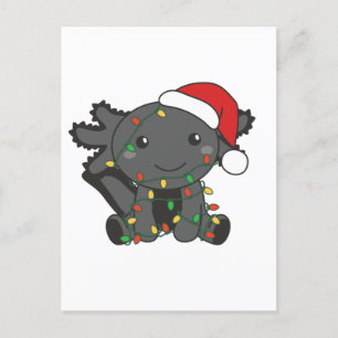 Axolotl Christmas Winter Animals Axolotls Feiertagspostkarte