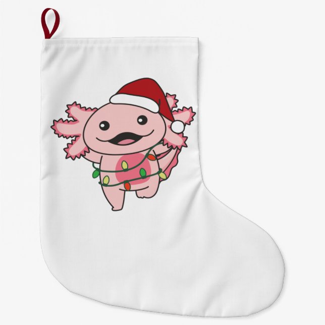 Axolotl Christmas Winter Animals Axolotls Großer Weihnachtsstrumpf (Vorderseite)