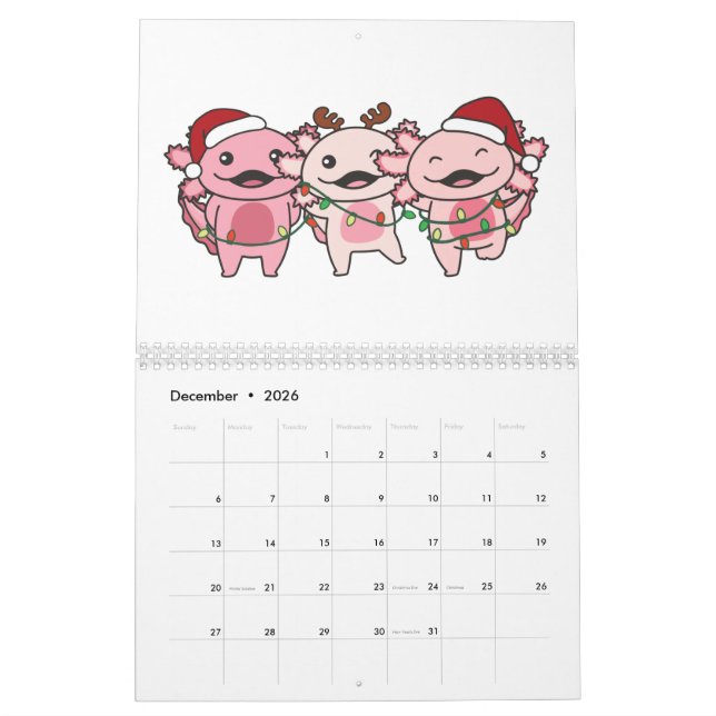 Axolotl Christmas Winter Animals Axolotls Kalender (Dez 2026)