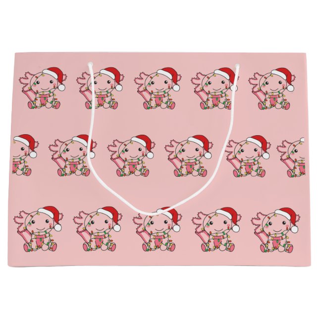 Axolotl Christmas Winter Animals Axolotls Large Gi Große Geschenktüte (Vorderseite)
