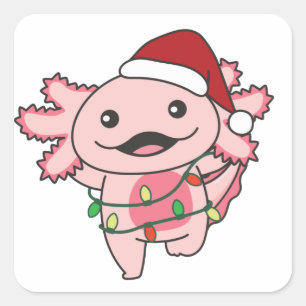 Axolotl Christmas Winter Animals Axolotls Square S Quadratischer Aufkleber