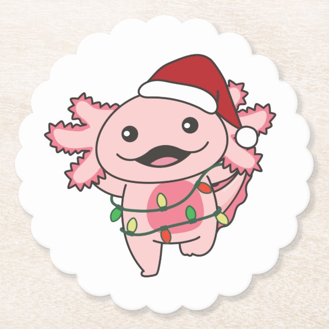 Axolotl Christmas Winter Animals Axolotls Untersetzer (Vorderseite)