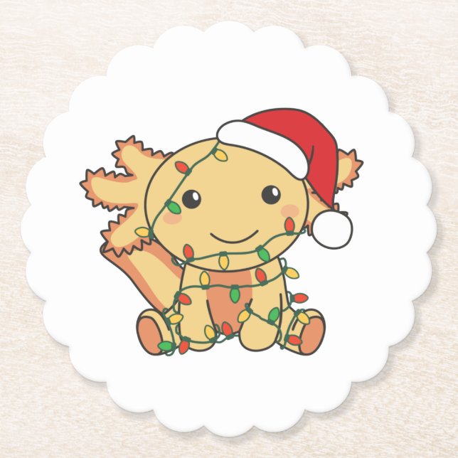 Axolotl Christmas Winter Animals Axolotls Untersetzer (Vorderseite)