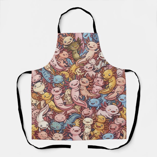 Axolotl Cuddle Crowd – Whimsical Smiles Everywhere Schürze (Vorderseite)