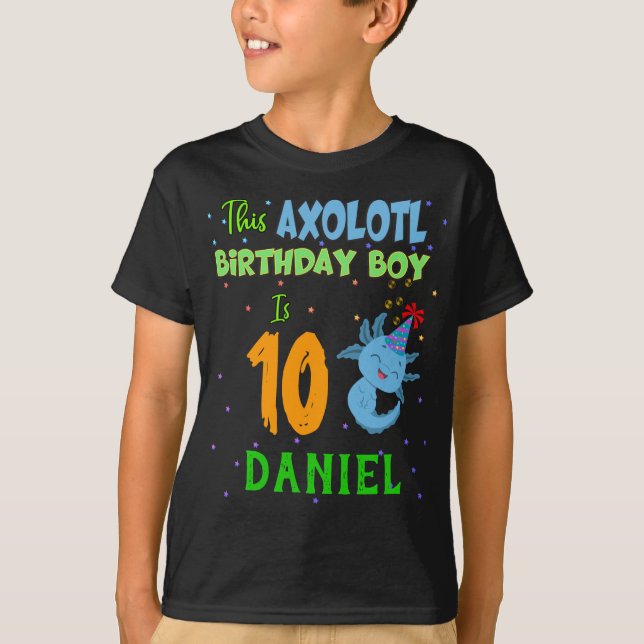 Axolotl Custom Birthday Boy Matching T-Shirt (Vorderseite)