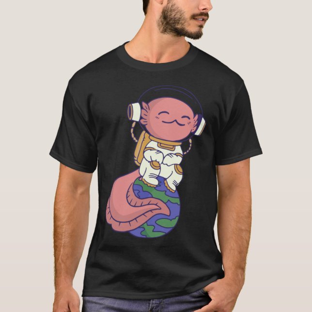 axolotl cute funny axolotl lover earth space space T-Shirt (Vorderseite)