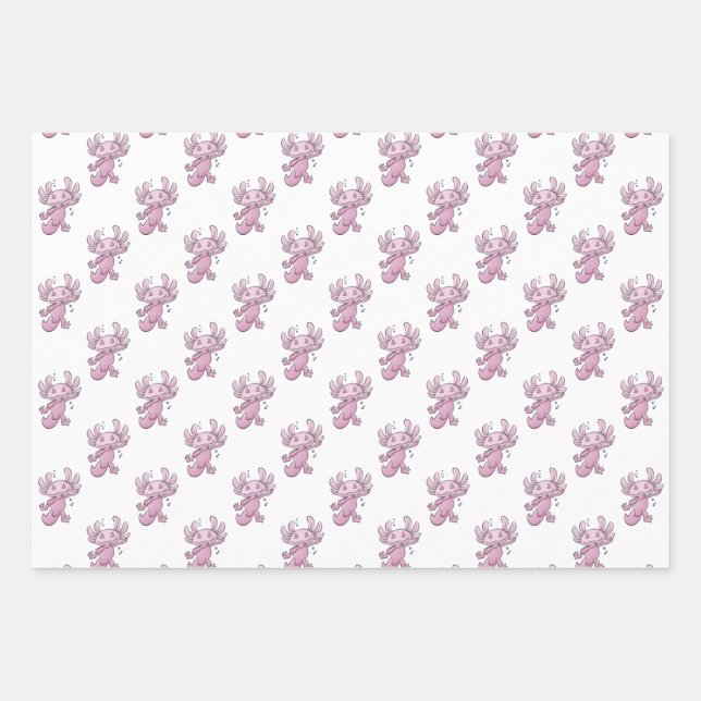 Axolotl Dabbing Wrapping Paper Sheets Geschenkpapier Set (Vorderseite)