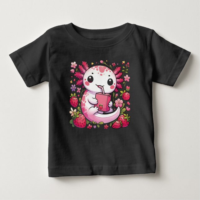 Axolotl Drink Japanese Strawberry Milk Baby T-shirt (Vorderseite)